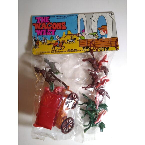 The Wagons West Plastic Toy Play Set Horses StageCoach Sealed Hong Kong 1970's - Picture 4 of 5